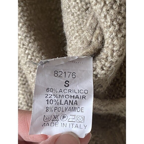Venti6 V-Neck Brown/Tan Soft Lightweight Sweater Size Small Mohair Made in Italy - Picture 4 of 7